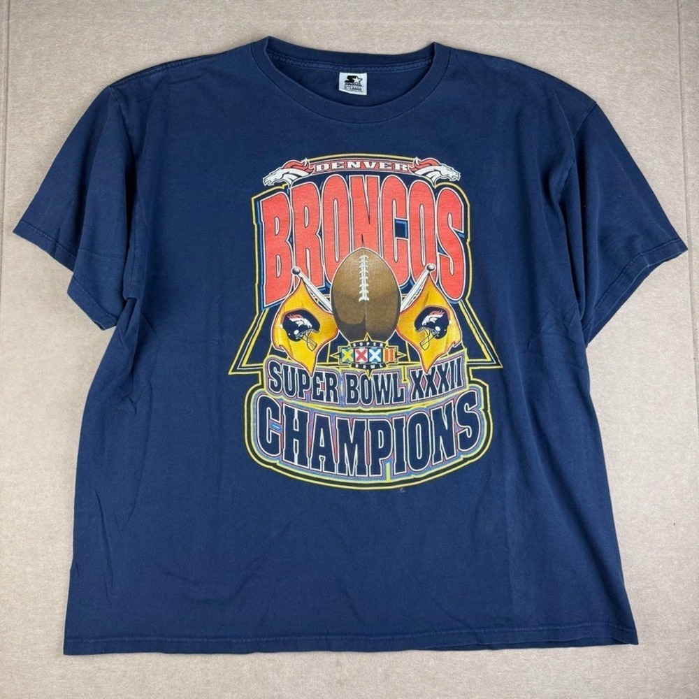 Vintage Denver Broncos Super Bowl XXXII Tee Mens XL Starter USA Made NFL